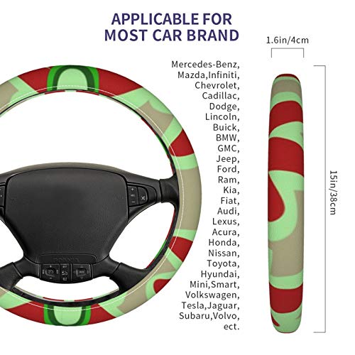 Луксозен кожен калъф за волана на автомобила в стил шебби-шик с цветен модел и 3D клетъчни дупка, противоскользящий
