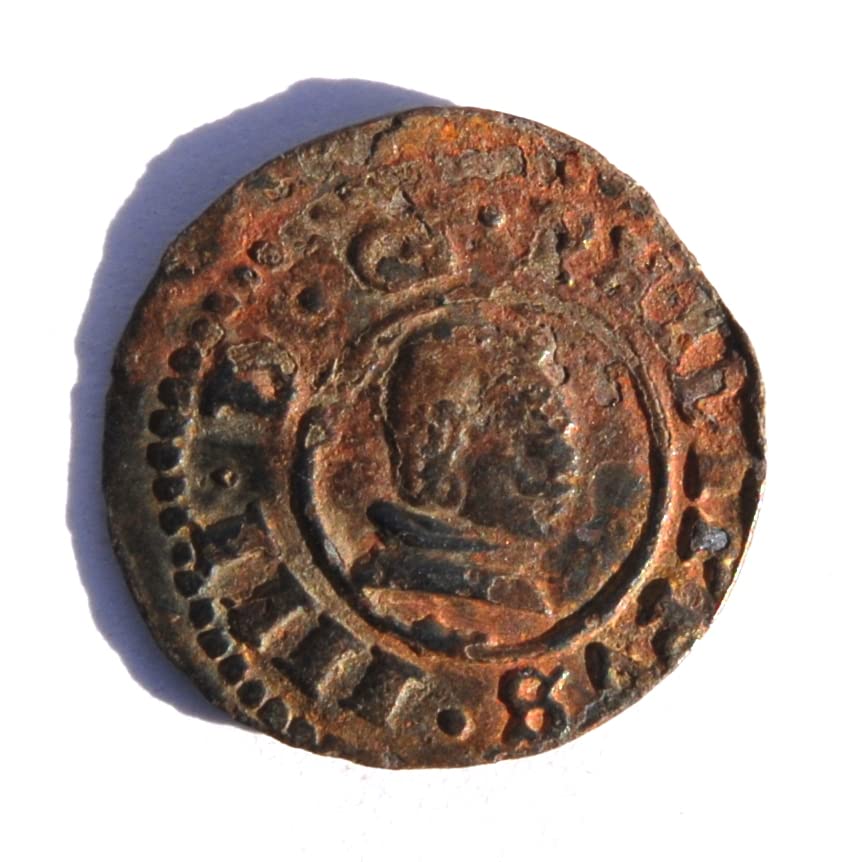 1664 R Филип IV 8 Мараведи Испански Колониален замък и Лъв Карибската Пиратски епоха Монети 323 Продавачът