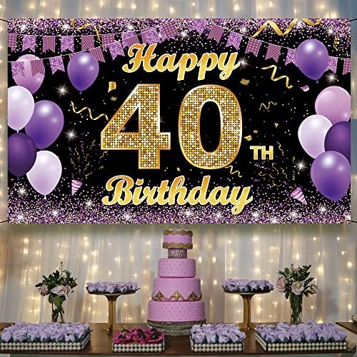 Декорации на 40 дни от Раждането, на Фона на Банер, Виолетово-Златни Накити с 40-ти Рожден Ден за жените, Подпори