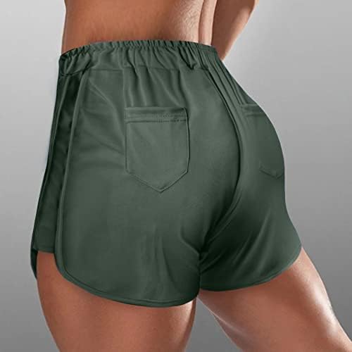 Дамски Стегнати Обикновена къси Панталони за йога VESNIBA прасковен цвят на цвят, с джобове за упражнения за