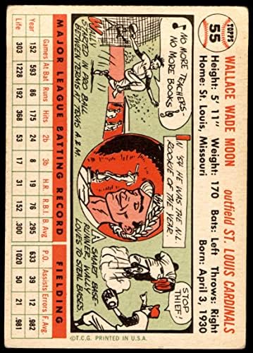 1956 Topps # 55 Уоли Мун Сейнт Луис Кардиналс (Бейзболна картичка) VG+ Кардиналс