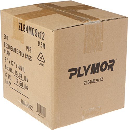 Заредете пластмасови повторно затваряне на торбички с цип Plymor, 4 На Хиляда, 9 x 12 (в опаковка от 500 броя)