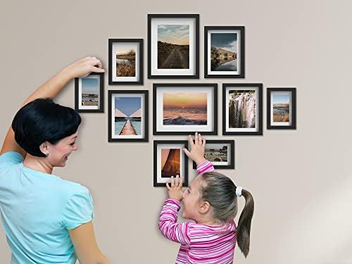 Щедър набор от рамки за домашни снимки от 10 (4×6 | 5×7 | 8×10 | 6x10) Комплект дървени рамки за снимки - Фоторамка