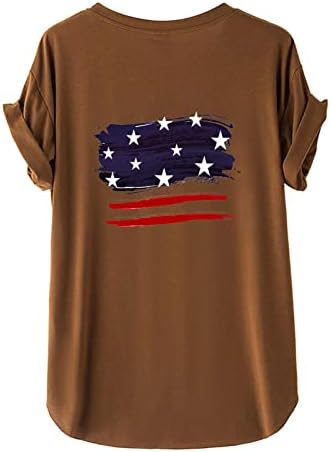 Патриотични Ризи за Жени, Тениска с Американския Флаг, Летни Ежедневни Потници, Тениски с Къс Ръкав в Звездната