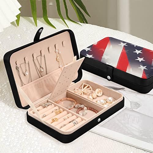 Дж JOYSAY американски флаг пътуване в ковчег за бижута органайзер малки кутийки за бижута ПУ кожен калъф за