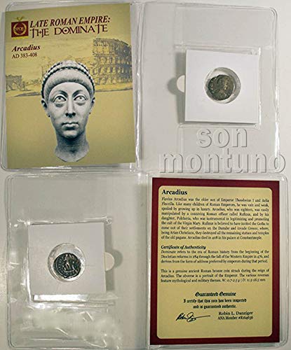 MITKO - Древнеримская бронзова монета в папката със сертификат за автентичност - ИСТИНСКИ РИМСКИ АРТЕФАКТ 383-408 години на нашата ера