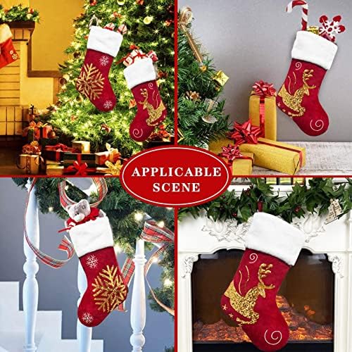 Пилипане 18,1 инча Класически Червени Коледни Чорапи За Подарък, Коледни Чорапи, за момичета И момчета, декорация