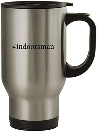 Подарък дрънкулки indoorsman - Пътна Кафеена Чаша с Хэштегом от Неръждаема Стомана с Тегло 14 грама, Сребрист