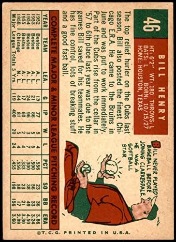 1959 Topps 46 Бил Хенри Чикаго Къбс (Бейзболна картичка) EX Къбс