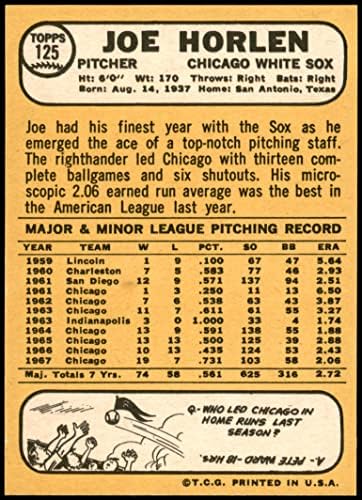 1968 Топпс 125 Джо Хорлен Чикаго Уайт Сокс (бейзболна картичка) Ню Йорк/Mount Уайт Сокс