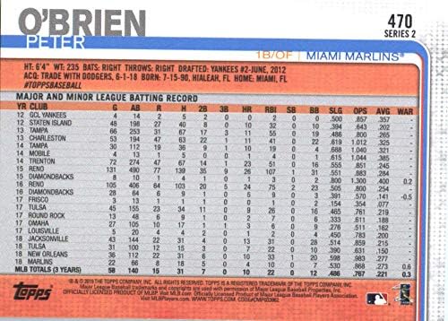 Бейзболна картичка на Питър о ' Брайън Маями Марлинз 2019 Topps 470