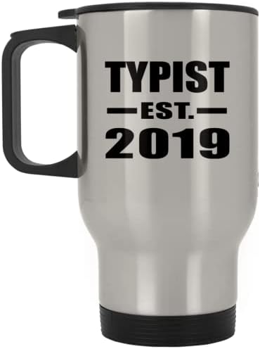 Designsify Typist Създадена през 2019 г., Сребърна Чаша за Пътуване, 14 грама, на Изолиран Чаша от Неръждаема