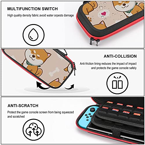 Калъф за носене на Nintendo Switch Case Сладко Dogs Shiba устойчив на удари Твърд Защитен калъф във формата на миди с 20 Слота за карти игра, Вътрешен джоб за Joy-Против и Аксесоари
