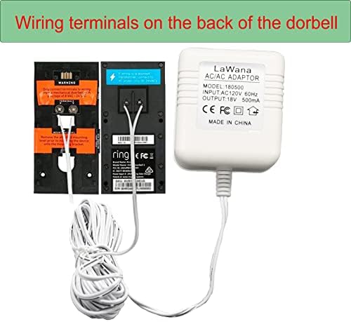 LaWana 26FT кабел за зареждане кабель18v500ma захранващ Адаптер за видеодомофон, Съвместим с Nest, Eufy, Wyze,
