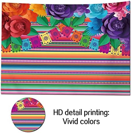 Мексиканска Фиеста Цветни Ивици Хартия Цвете Снимка Фон Плат Синко Де Майо Парти Сватбен Декор на Снимките Фонове 5x3ft