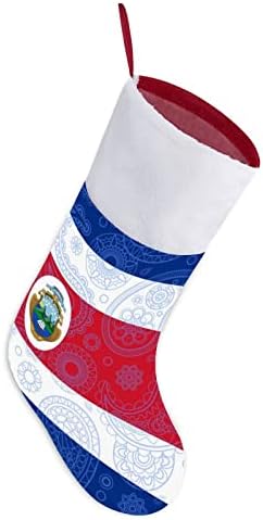 Коледни Чорапи с Флага на Коста Рика с Вратовръзки, Чорапи с Плюшено Камина, Висящи за Домашен интериор Елхи