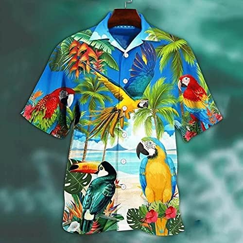 Мъжки Ежедневни Хавайска Риза Летни Тропически Плаж Риза За Боулинг С Къс Ръкав Ретро Плажна Риза с Копчета С Цветен Модел