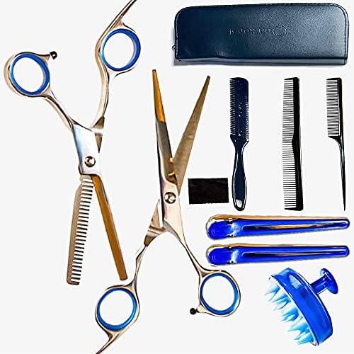 Набор от професионални ножици за подстригване на коса OnnKore 11 бр.: Комплект ножици за коса, ножица за подстригване