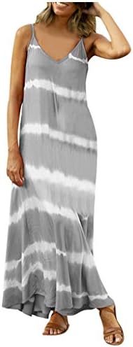 Жена Шарени Макси Рокля в стил Бохо с принтом под формата на Тай-оцветител, с V-образно деколте, Без Всекидневни