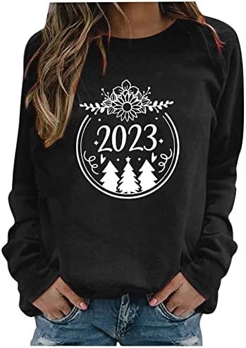 Терморубашки NOKMOPO за жени, пуловер с кръгло деколте и писмото принтом, блузи с дълъг ръкав, риза 2023, ежедневни