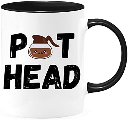 Забавна кафеена чаша Armour Shell Pot Head - подарък за семейството и приятелите. (Черен, 11 унции)