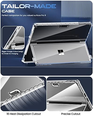 Калъф INFILAND Microsoft Surface Pro 9 / Pro 9 5G 13 инча 2022, напълно кристално чист [Срещу пожълтяване], универсален Защитен калъф, работи с клавиатура Type Cover и Surface Тънък Pen 2, Bayer Clear