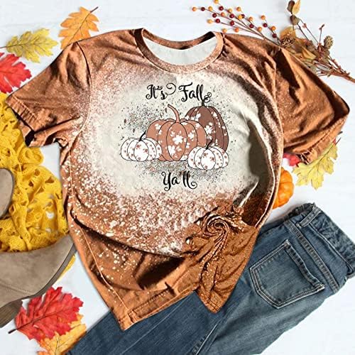 NaRHbrg Женска Тениска с кръгло деколте, Забавна Тениска с Изображение на Тиква Елф, Есенна Риза, Класически