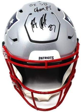 Роб Гронковски, NE Patriots, Подписано на каска SpeedFlex INSC 3x SB Champ JSA - Каски NFL с автограф
