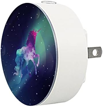 2 Бр. Plug лека нощ LED нощна светлина Unicorn Galaxy с Датчик от Здрач до Зори за Детска стая, Детска, Кухня,