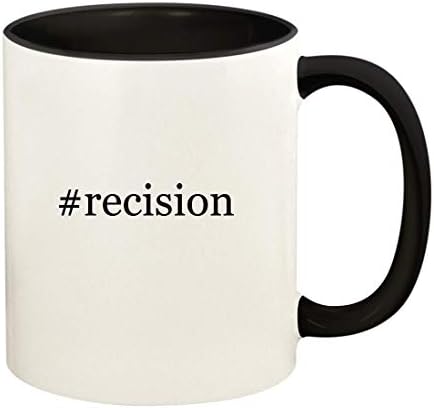 Подарък дрънкулки recision - Хэштег 11 грама, Керамични Цветна Дръжка и Вътрешната част на Кафе Чаши, Черна