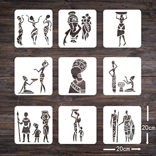 TIAMECH 11 бр. Шаблони африкански Племена, за рисуване, за многократна употреба шаблони с тотем на Вожда, за