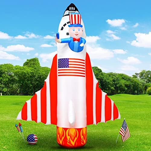 8-подножието Надуваема Ракета на Деня на Независимостта с Декорации Чичо Сам, Надуваем Космически кораб с led