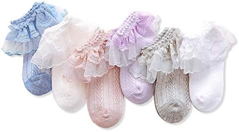 Juebm/Чорапи с рюшами за новородени момичета, чорапи, рокли за деца, опаковки от 3/5/6 Детски Дантелен чорапи
