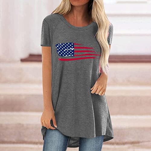 Патриотични Ризи за Жени, Тениска с Американския Флаг, Летни Ежедневни Блузи, тениски с Къс Ръкав, Патриотични