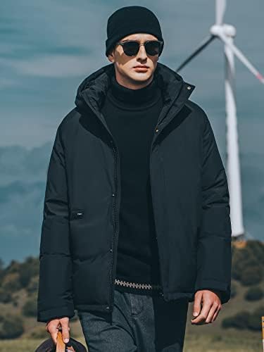 Якета NINQ за мъже - Мъжката Пуховое палто с качулка на експозиции и заниженными рамене (Цвят: черен Размер: