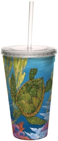 Безлесные Писма Majestic Sea Turtle от Paul Брент Artful Traveler Охлаждаща чаша с двойни стени и многократно