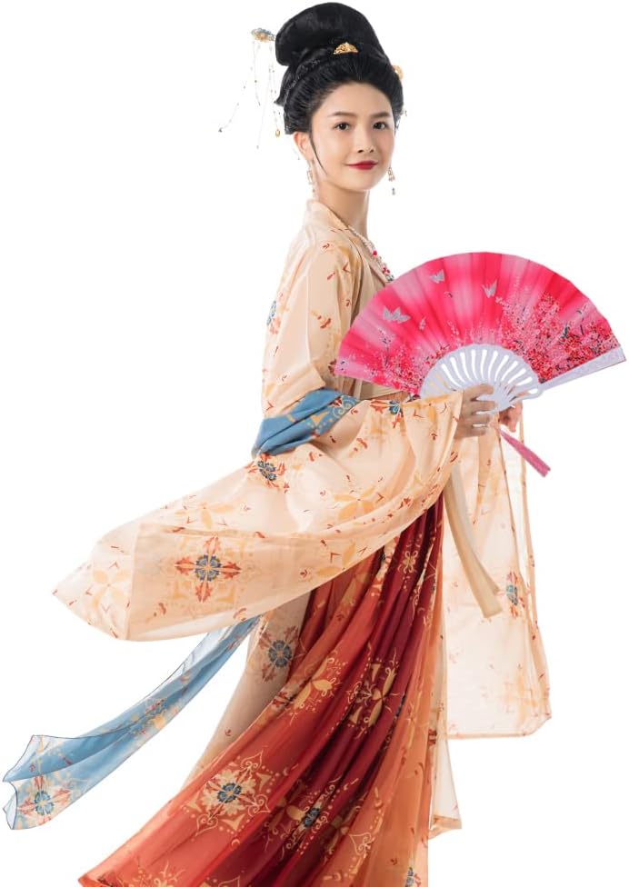 Tkocisa, 4 предмета, Китайски/Японски Сгъваем Фен с цветен Модел, Лятна Сгъваема Фен с Цветен Модел, Ретро Ръчно
