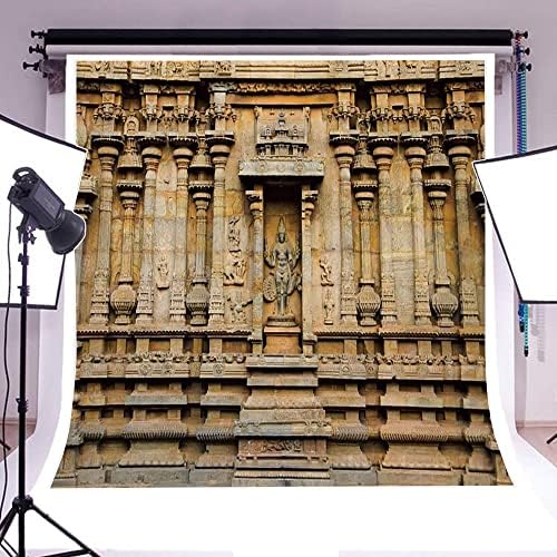 AOFOTO 10X8FT Хиндуистки Храм Издълбани на Стената Фон Танджавур Древни Колони на Храма Брихадишвара Издълбани