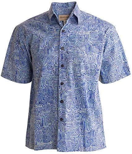 Мъжка риза Johari West Ripple Rosso от Тропически Хавайски памук с Батик