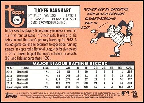 2018 Topps Heritage High Number Baseball 694 Тъкър Барнхарт Синсинати Редс Официалната търговска MLB карта