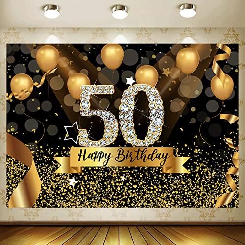 JASREE Винил 10x8 фута Щастлив Фон за Снимки на Парти в чест на 40-годишнината си с Блестящи Черни и Златни