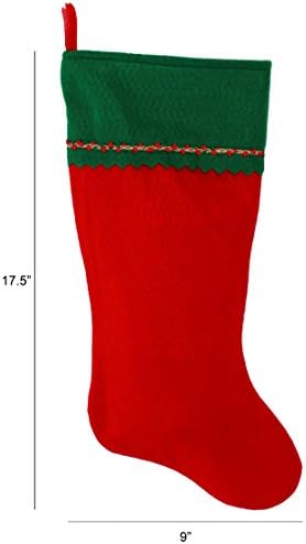 Първоначално Коледни Чорапи с бродирани мен Монограм, Зелено и Червено фетр, Инициал N