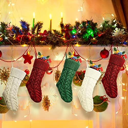 Vinsot 16 Опаковки, Коледни Чорапи на Едро, 18 Инча, Голям Вязаный Отглеждане в Селски стил, Окачени Подаръци