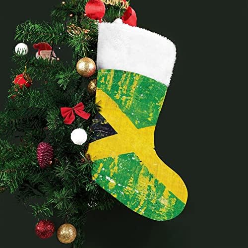 Ретро Флаг Ямайка Коледен Отглеждане Окачени Чорапи С Принтом Коледно Дърво Украса За Камината
