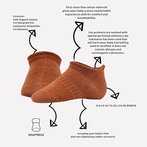 чорапи до Глезена bistyle Baby Grip 6 Чифта |Чорапи За Новородени Деца От Непрекъсната Памук | Чорапи До Глезена