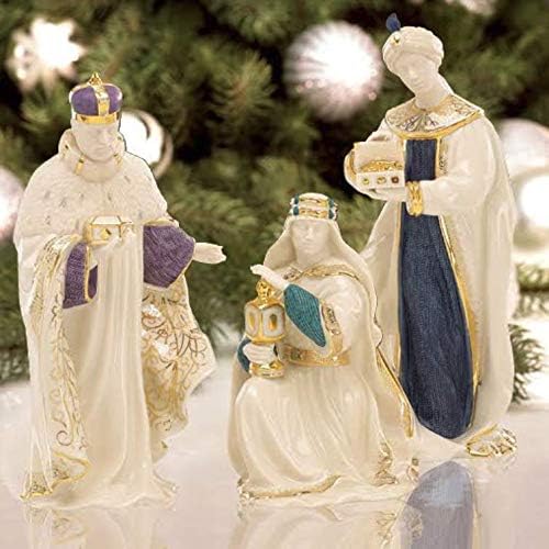 Lenox Първото Благословение Коледа Три Крал Мъдреци 3 Фигурки Гаспар Мельхиор Балтазар 1-во качество 24 каратово