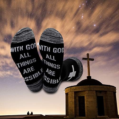 JXGZSO Мотивационни християнски Чорапи С Кръст Вдъхновяващи Подарък за Бога Всичко е Възможно Религиозен Подарък
