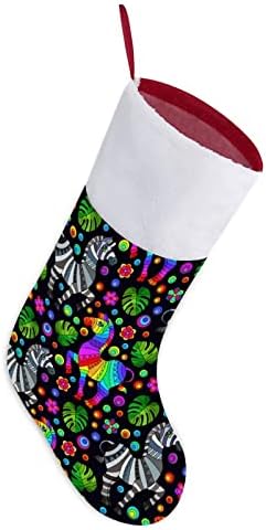 На зебра с Преливащи се цветове на Цветя и Листа, Коледни Чорапи, Коледни Чорапи Чанта Домашния Семеен Коледен