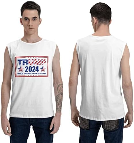 Abipuir Тръмп 2024 Make America Great Again Тениска без ръкави, с забавен модел на Тръмп, Тениски за мъже, Забавни