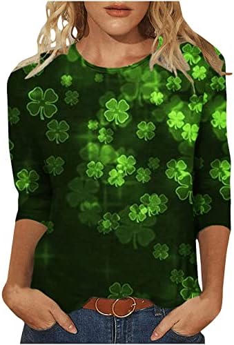 Ризата на Деня на Св. Патрик, Женски Ирландски Върхове с 3/4 ръкав, Сладък Пуловер с кръгло деколте, Модни Блузи
